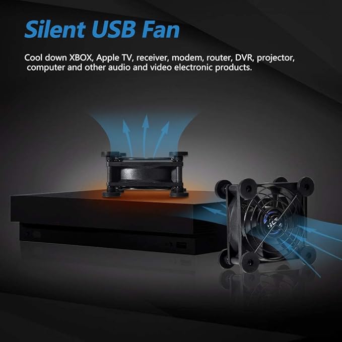 Quiet 80mm USB Fan, 5V USB Portable Cooling Fan for Flat Panel Xbox DVR PlayStation Router TV Receiver Computer Cabinet Cooler
