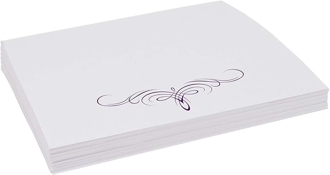 Decadent Flourish Place Cards, Eggplant (Choose Color), Set of 60, Pre-cut and Scored - Wedding, Party, Dinner, and Special Events - Made in the USA