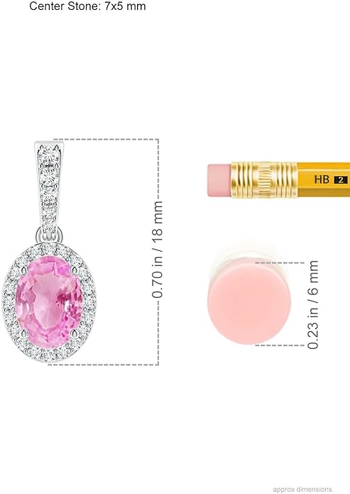 Angara Natural Pink Sapphire Pendant for Women | Vintage Style Oval Pink Sapphire Halo Pendant in 14K Solid Gold/Platinum With 18" Chain | Birthday, Anniversary, Gemstone Jewelry Gift