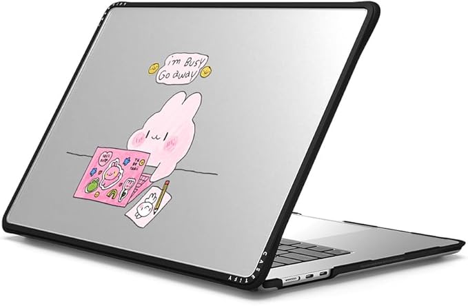 CASETiFY Impact MacBook Air 15" (M2-M4) Case [Cushioned Impact Corners/Scratch-Resistant/Anti-Slip Grip] - I'm Busy - Clear Black