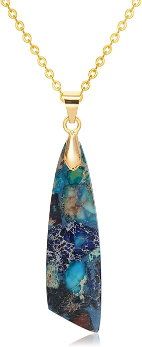 Nature Stone Necklaces for Women Boho Pendant Necklace 18K Gold Chain Necklaces