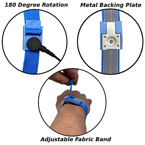 RubberStat Dual Layer ESD Compliant Workstation Rubber Table Mat Kit, Soldering, Cell Phone Repair, with Wrist Strap Set and Ground Cord - 24"x60" Blue