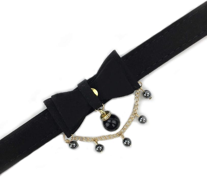 Bell Choker Collar Necklace Lolita Bow Collar Cat Kitty Velvet Necklace