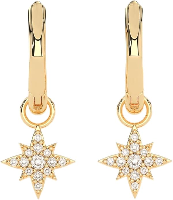 14K Yellow Gold Vermeil Earrings for Women, Hypoallergenic 925 Sterling Silver Minimalist Dainty Jewelry, CZ Accent Stud Hoop & Dangle Earrings, Gift for Her