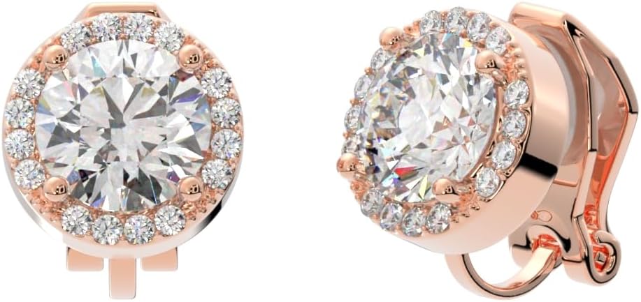 Aloha Earrings Round Halo Crystal Clip On Stud Earrings