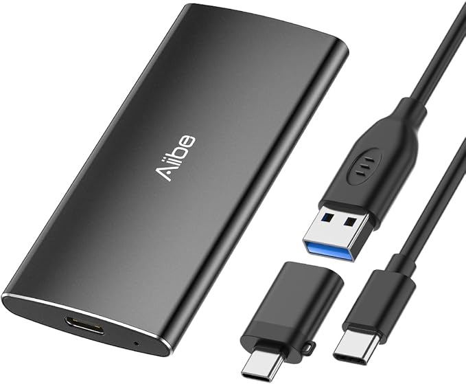 Aiibe 1TB External Solid State Drive USB C Portable SSD USB 3.2 Gen 2, Up to 1050MB/s, 1TB External SSD External Hard Drive for iPhone 15/Pro, Laptop, Mac and PS4 (Black)