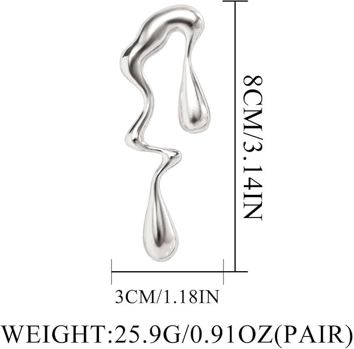 Teardrop Earrings Gold Palated Earrings Large Irregular Geometric Studs Big Lightweight Waterdrop Earrings Jewelry for Women