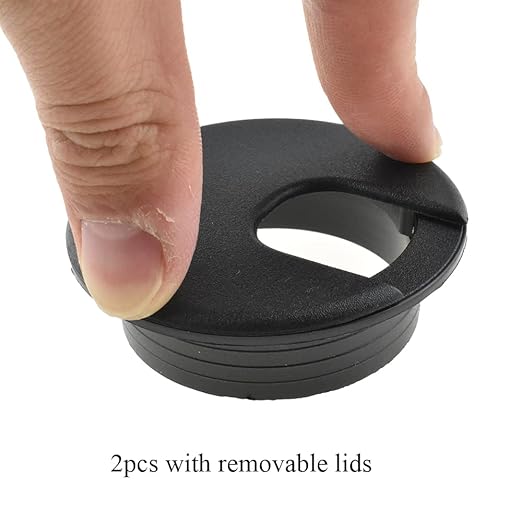 HAHIYO 2Pcs 2Inch/50mm Black ABS Plastic U-Shaped Desk Grommet Wire Grommet Cable Management Cord Hole Cover Desk Wire Hole Insert Wire Organizer for Computer Office Home School Equipment Systems