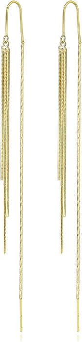 14K Gold Plated Threader Dangle Earrings Long Tassel Earrings Wedding Prom Earrings for Women Bridal