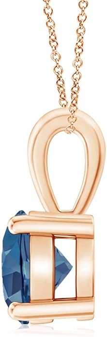 Angara Natural Blue Topaz Solitaire Pendant for Women | Classic Prong-Set Round Blue Topaz Pendant in 14K Solid Gold/Silver/Platinum With 18" Chain | December Birthday, Gemstone Jewelry Gift