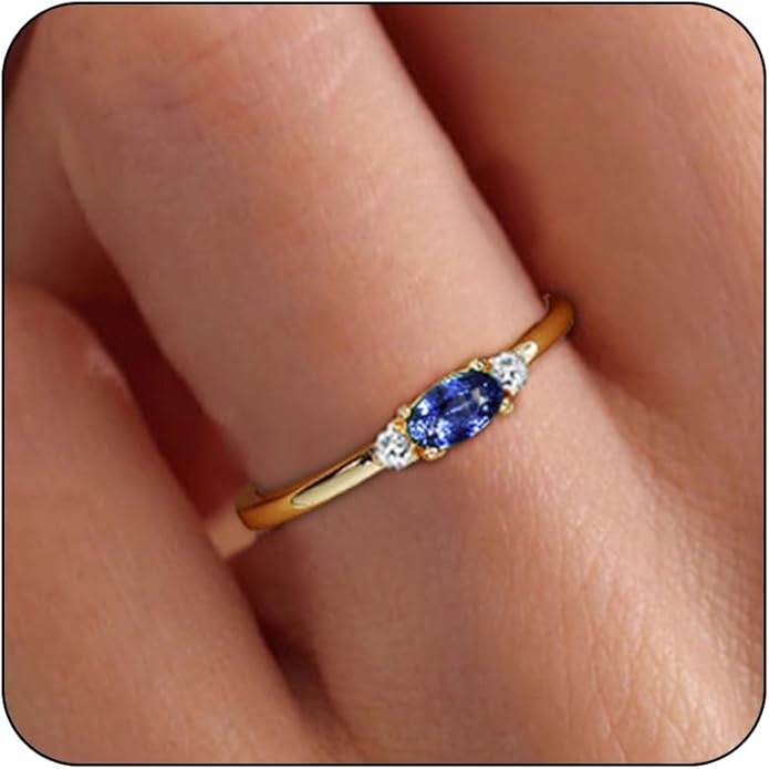 14k Gold Plated Birthstone Rings for Women Dainty Stackable Rings Non Tarnish Thumb CZ Emerald Green Gemstone Ring Cute Jewelry Birthday Valentine Gift for Mother Daughter Band Size 6-11