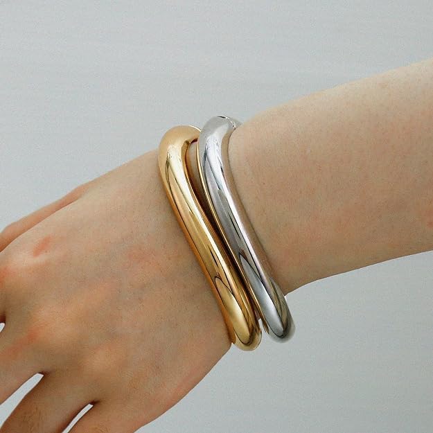 Elegance 11 designs Gold Plated Cuff Bangle Bracelets For Women Set Chunky Trendy Hinged Irregular Cuff Open Wide Gold Bracelet Minimalist Jewelry Gift 2pcs