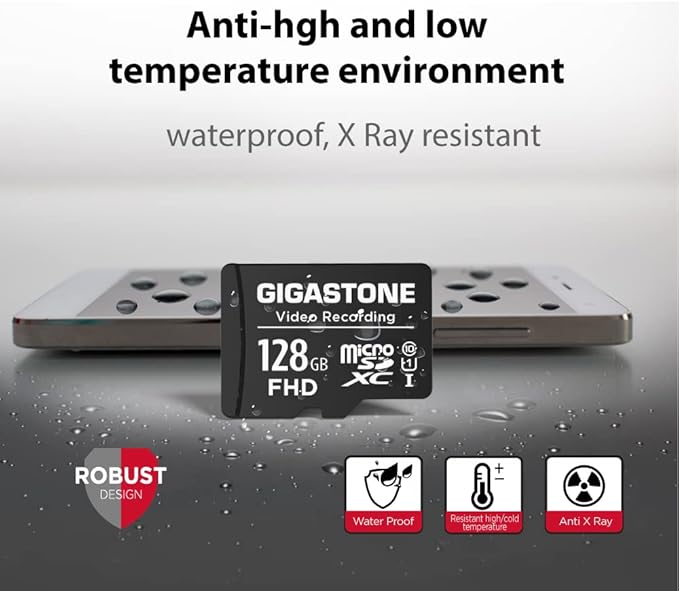 GIGASTONE 128GB Micro SD Card 5-Pack, A1 V30 4K Video Recording, Compatible with Security Camera, Dash Cam, Drone, 100MB/s MicroSDXC Memory Card UHS-I, with Adapter