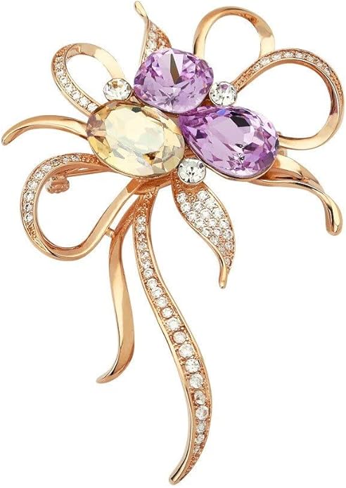 Flower Brooch for Women Rhinestone Flower Brooch Pins Floral Brooches Jewelry Gift for Mom Wife