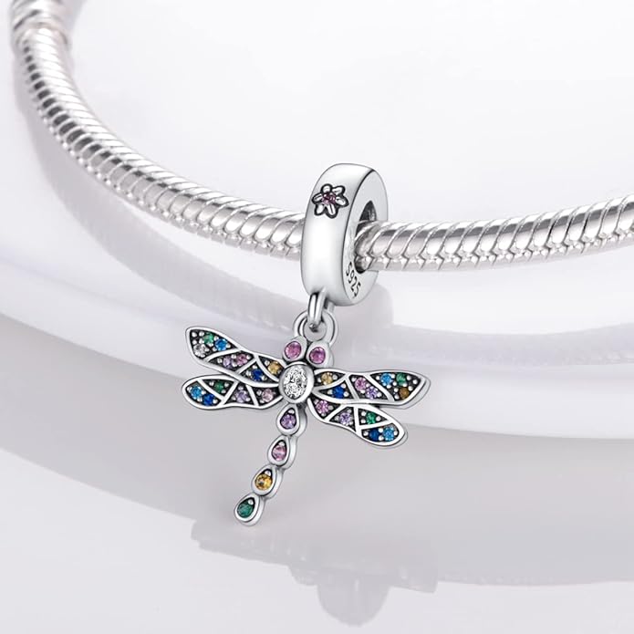 MULA 925 Sterling Silver Charms for Bracelets and Necklaces Airplane Passport Dangle Pendants Beads Butterfly Dragonfly Charms Jewelry Charm for Women