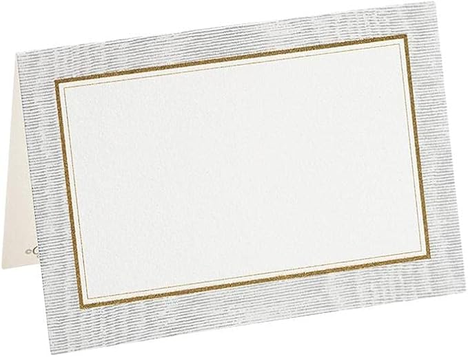 Caspari Moiré Place Cards in Silver, 30 Included