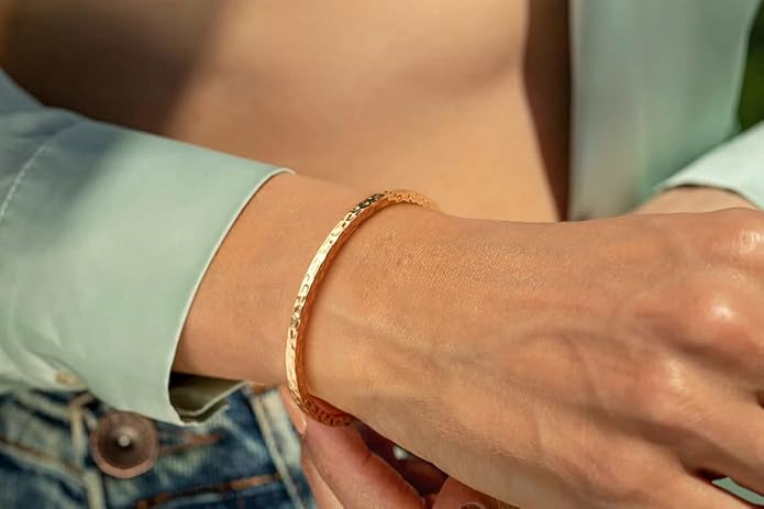 PERNNLA PEARL Dainty Gold Bar Bracelet for Women Simple Delicate Thin Cuff Bangle Hook Bracelet 18K Gold Plated Handmade Minimalist Jewelry