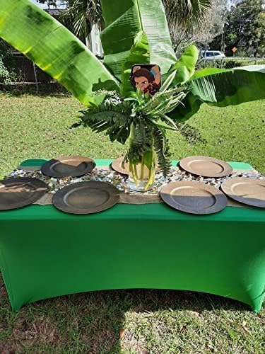 FORLIFE 6Pack Spandex Table Covers 6ft，Fitted Tablecloth for 6ft Rectangular Tables, Stretch Patio Table Covers, Universal Spandex Table Cover for Wedding, Banquet, Party - Emerald