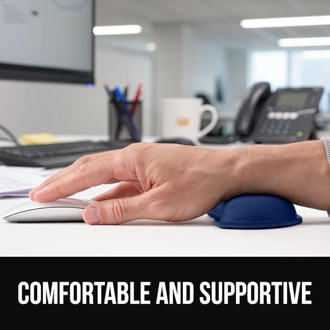 GORILLA GRIP Silky Gel Memory Foam Keyboard Wrist Rest and Mouse Pad for Computer, Ergonomic Design Typing Support, Desk Office Supplies, Hand & Arm Mousepad Cushion and Coaster 4 Piece Set Navy Blue