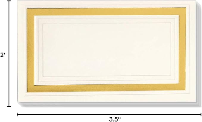 PaperDirect Cream Cover Stock Place Cards with Gold Foil Border, 100-Pack
