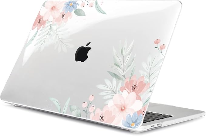 Batianda Design Case for M1 MacBook Air 13 Inch Model A2337 A2179 A1932 2021 2020 2019 Release,3D Painted Hard Shell with Keyboard Cover & Screen Protector, Cute Flower
