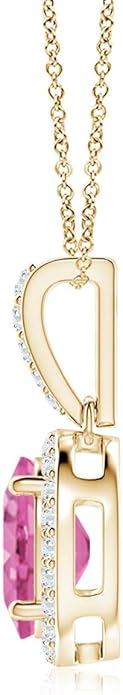 Angara Natural Pink Sapphire Pendant for Women | Vintage Style Oval Pink Sapphire Halo Pendant in 14K Solid Gold/Platinum With 18" Chain | Birthday, Anniversary, Gemstone Jewelry Gift