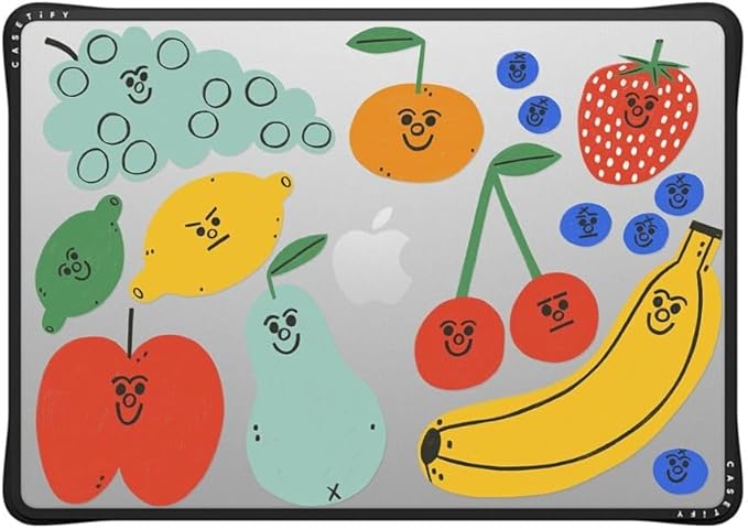 CASETiFY Impact MacBook Air 15" (M2-M4) Case [Cushioned Impact Corners/Scratch-Resistant/Anti-Slip Grip] - Fruit Salad MacBook Case - Clear Black