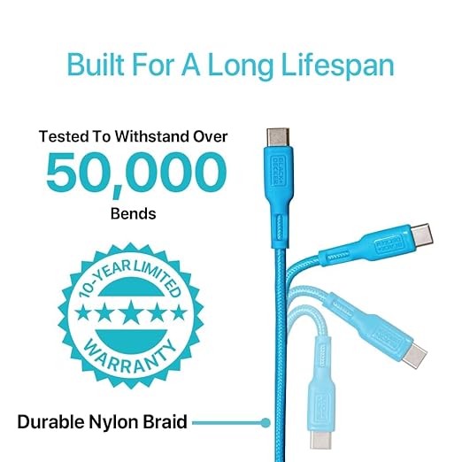 BLACK+DECKER USB C Multi Charging Cable, Fast Multi Charger Cable w/Adapter, Braided 2 in 1 Multiple USB Cable, Universal Charging Cord w/Type C/USB Adapter for iPhone 16 15/Samsung/LG/Tablets/More