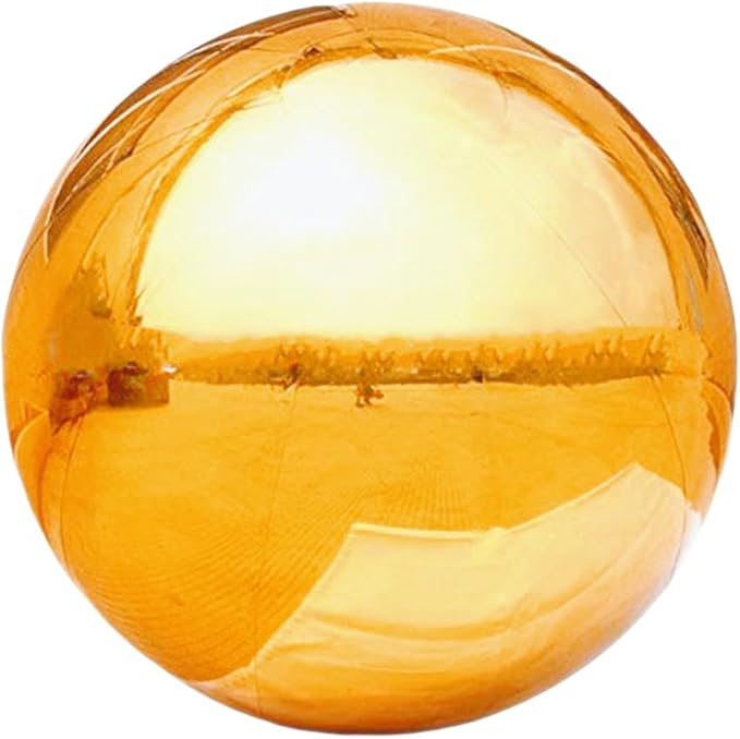 Inflatable Mirror Ball,Silver & Gold & Iridescent Giant Mirror Balloon,Big Shinny Balls,Reusable PVC Hanging Disco Sphere For Party & Wedding & Event Decoration (Gold, 24in 1.9ft 0.6m)