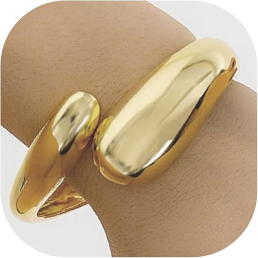 Gold/Silver Cuff Bangle Bracelets For Women Chunky Waterdrop Twisted Hinged Bangle Bracelets Minimalist Arm Cuff Bracelet Jewelry Gifts