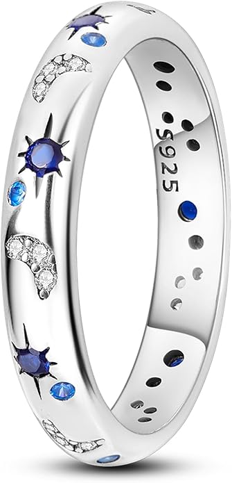 Hapour 925 Sterling Silver Ring for Women,Eternity Gorgeous Rings Stackable Rings for Women as Gifts Ring Size 4-10