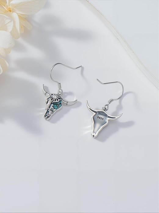 Western Earrings for Women 925 Sterling Silver Turquoise Western Country Dangle Drop Earrings Country Jewelry Gifts for Cowgirl Cowboy