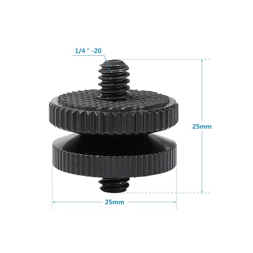 CAMVATE 1/4"-20 Male Thread Screw Double End (2 Pieces) - 2417 (Pack of 2)