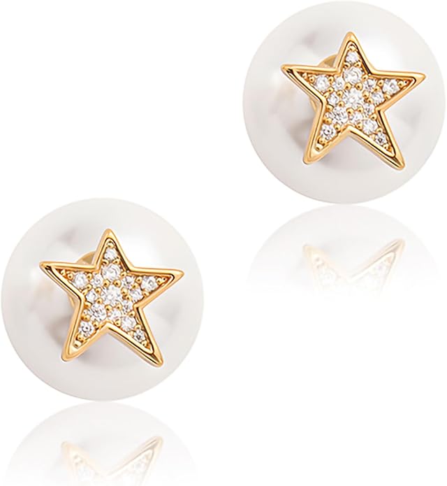 Pearl Stud Earrings for Women Stainless Steel Unique Statement Small Pearl Enamel Button Statement Vintage Earring Jewelry