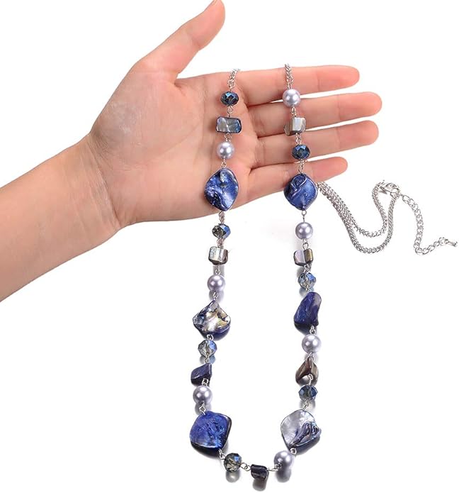 PEARL&CLUB Long Beaded Necklaces For Women - Sweater Chain Fashion Jewelry Necklace Gifts For Women