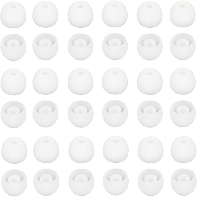 36 Pieces Large Earbud Tips Soft and Comfortable Silicone Earbud Tips Ear Bud Replacement Pieces Silicone Fit Most in-Ear Headphones，Inner Hole 3.8mm -5.5mm，Large White Earbuds Silicone Tips