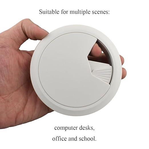HAHIYO 2Pcs 3.15Inch/80mm White ABS Plastic Sector-Shaped Desk Grommet Wire Grommet Cable Management Cord Hole Cover Desk Wire Hole Insert Wire Organizer for Computer Office Home Equipment System
