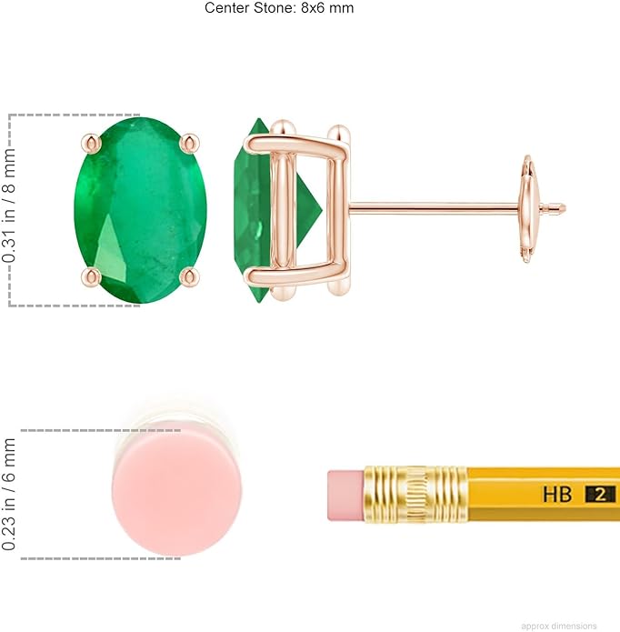 ANGARA Natural Emerald Earrings for Women | Oval Shape Emerald Classic Earrings in 14K Solid Gold/Platinum | May Birthday, Anniversary, Gemstone Jewellery Gift
