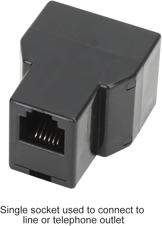 Uvital RJ12 6P6C 1 Female to 2 Female Telephone Line Splitters, Telephone Landline Cable Connector and Separator(Black,4 Pack)
