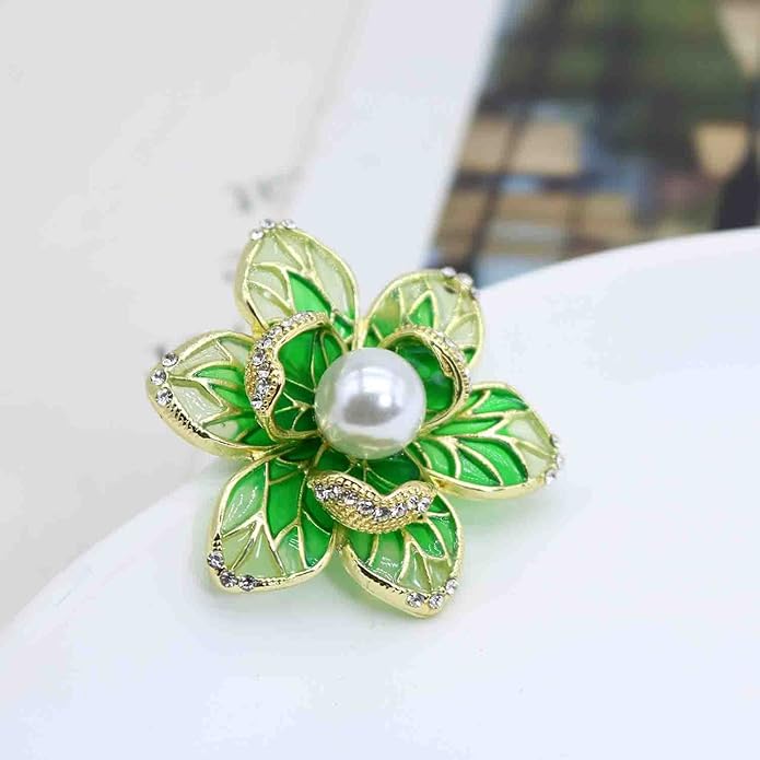 Crystal Pearl Flower Brooches Pins Fashion Beautiful Created Rhinestone Floral Brooch Good Idea for Party Dance Wedding Banquet for Elegant Women Girl