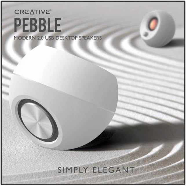 Creative Pebble 2.0 USB-Powered Desktop Speakers with Far-Field Drivers and Passive Radiators for PCs and Laptops (White)