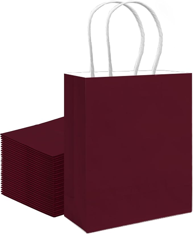 qiqee 30PCS Medium Gift Bag with Handles Bulk 11"x5"x8" Gift Bags Coffee Bags Multiple Uses (Medium Size)