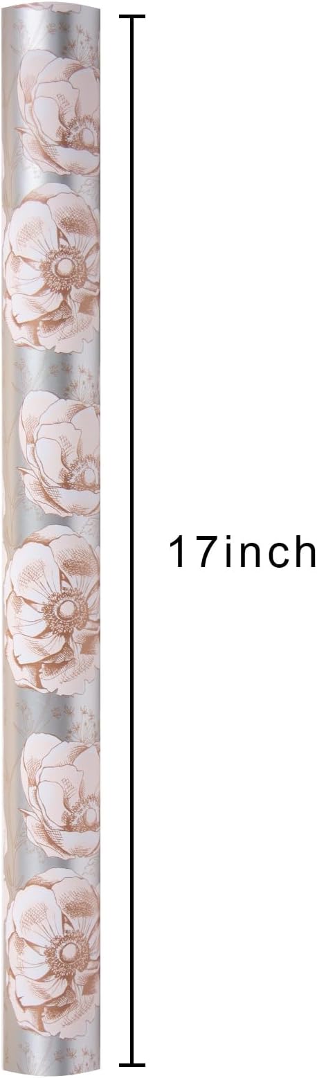 MAYPLUSS Floral Gift Wrapping Paper Roll - 17Inch x 33Feet - Luxury Elegant Shabby Chic Rose Pattern Girl Gift Wrap Present Sheet for Wedding, Bridal Shower, Birthday, Engagement and Mother's Day