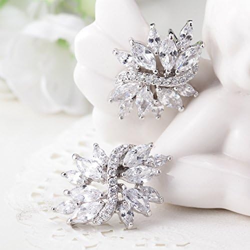 14K Gold Women's Jewelry Set, Natural Crystal Necklace & Moissanite Earrings, Luxurious Bridal/Wedding Fashion Accessory