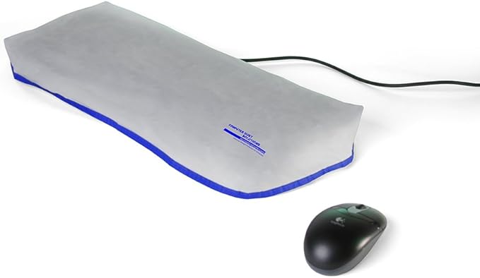 Keyboard Dust Cover, Covers Large Size PC Keyboards, Silky Smooth Antistatic Vinyl, Translucent Coconut Cream Color with Blue Trim, (20W x2H x9D)