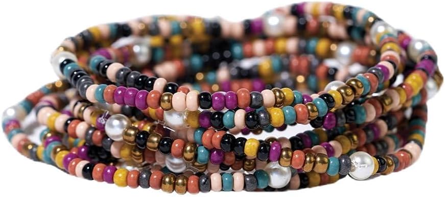 INK + ALLOY 10-Strand Stacking Beaded Bracelets for Women – Mixed Patterns Bracelet Stack - Adjustable Stretch Fit - Handmade Boho Bracelets for Women - Perfect for Any Occasion