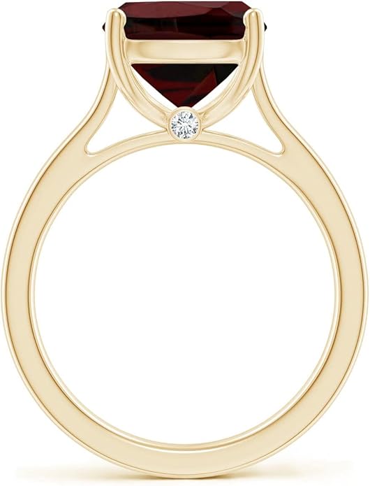 Angara Cushion Garnet Solitaire Ring in Sterling Silver/14K Solid Gold/Platinum | Natural Garnet Solitaire Ring for Women | January Birthday, Anniversary, Gemstone Jewelry Gift