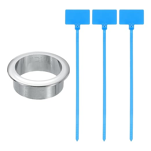 uxcell Desk Grommet, 1-9/16" (40mm) Zinc Alloy Cable Hole Cover Wire Cord Organizer with Marked Cable Ties for Home Office Desktop Wire, Silver Tone