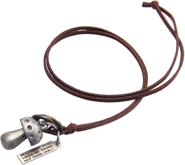 GelConnie Boho Necklaces for Women Vintage Silver Circles Long Pendant Necklace Cowgirl Sweater Necklace Adjustable Leather Choker Necklace for Women