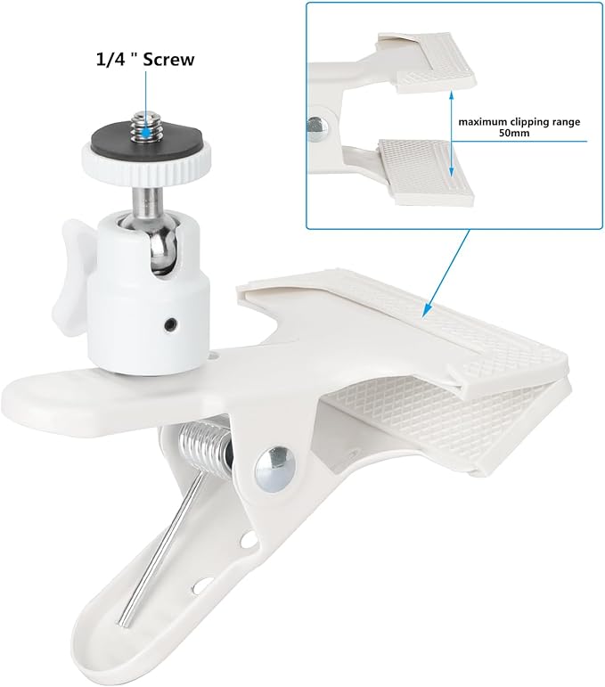 CAMVATE Spring Clip Clamp with Mini Ball Head Mount (White) - 3542